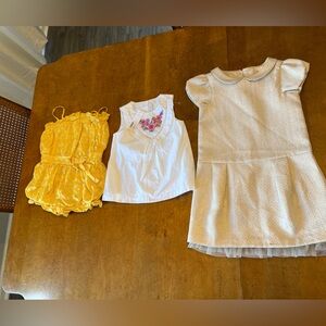 Janie and Jack bundle lot Floral Ruffle Romper Yellow 6 gold dress white top 5